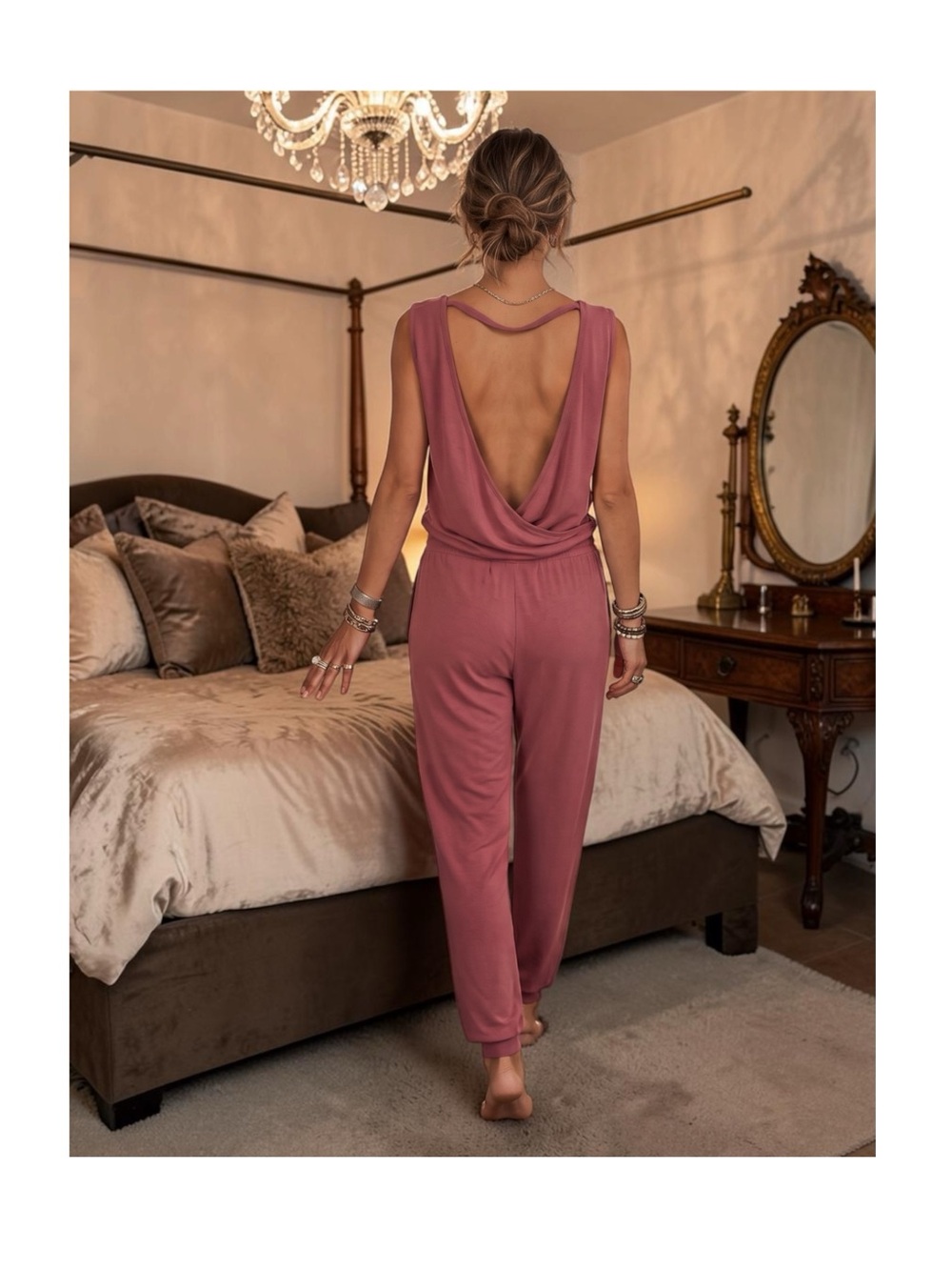 new Honeydew Intimates ❤︎ Drape Back Jumpsuit ❤︎ Slouch Loungewear ❤︎ Mauve Pink